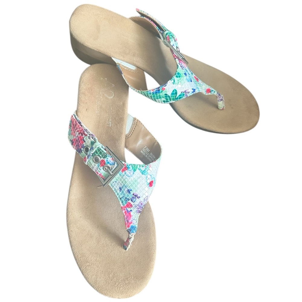 A2 AEROSOLES COLORFUL PINK STRAPPY WEDGE SANDAL SHOES 7.5